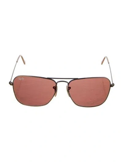 Pre-owned Ray Ban Caravan Aviator Sunglasses In Gold