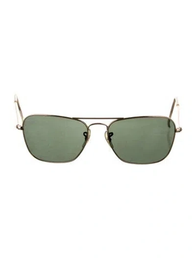 Pre-owned Ray Ban Caravan Aviator Sunglasses In Gold