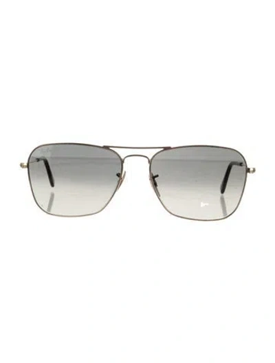 Pre-owned Ray Ban Caravan Aviator Sunglasses In Gold
