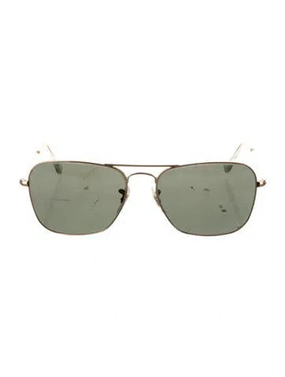 Pre-owned Ray Ban Caravan Aviator Sunglasses In Gold