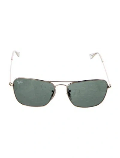 Pre-owned Ray Ban Caravan Aviator Sunglasses In Gold