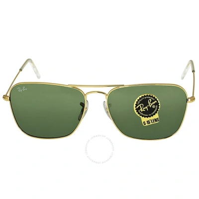 Ray Ban Caravan Green Classic G-15 Square Unisex Sunglasses Rb3136 001 58