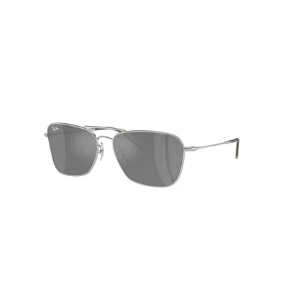 Ray Ban Sunglasses Unisex Caravan Reverse - Silver Frame Silver Lenses 58-15