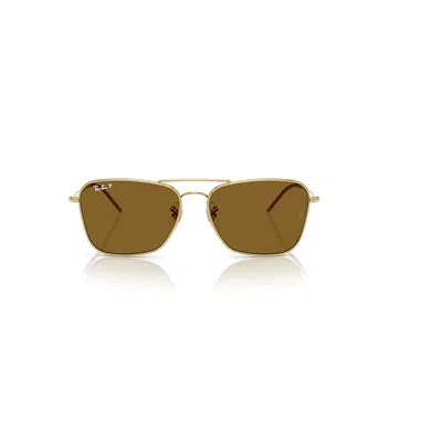 Ray Ban Caravan Reverse Sunglasses Arista Gold Frame Brown Lenses Polarized 61-15