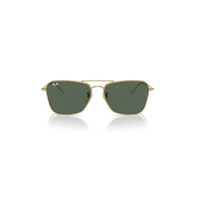 Ray Ban Caravan Reverse Sunglasses Arista Gold Frame Green Lenses 61-15