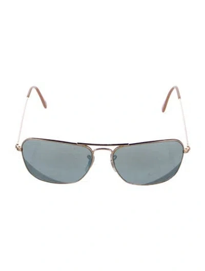 Pre-owned Ray Ban Caravan Square Sunglasses In Gold