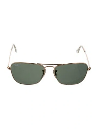 Pre-owned Ray Ban Caravan Square Sunglasses In Gold