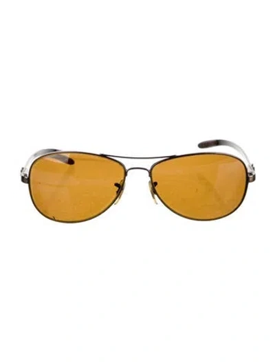 Pre-owned Ray Ban Carbon Fibre Aviator Sunglasses In Black