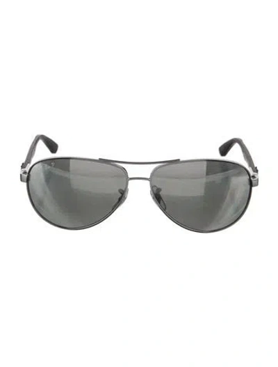 Pre-owned Ray Ban Carbon Fibre Aviator Sunglasses In Black/silver
