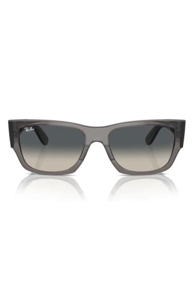 Ray Ban Carlos 56mm Gradient Rectangular Sunglasses In Grey Flash