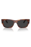 Ray Ban Carlos 56mm Polarized Rectangle Sunglasses In Striped Havana