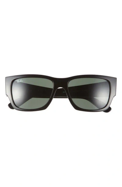 Ray Ban Carlos 56mm Polarized Rectangular Sunglasses In Black