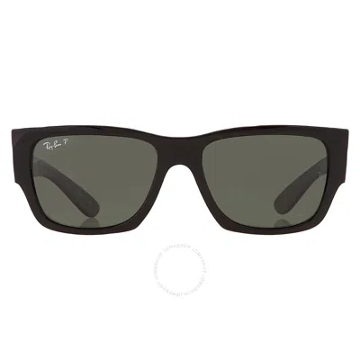 Ray Ban Carlos Polarized Green Rectangular Unisex Sunglasses Rb0947s 901/58 56 In Black