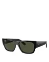 Ray Ban Ray-ban Carlos Rectangular Sunglasses, 56mm In Black/gray Solid