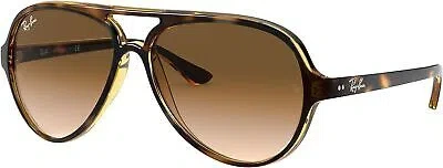 Pre-owned Ray Ban Ray-ban Cats 5000 Aviator Sunglasses, Havana Brown, 59mm In Gradient Brown
