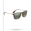 Ray Ban Chris Green Classic Rectangular Unisex Sunglasses Rb4187 710/71 54 In Green / Gun Metal / Gunmetal / Tortoise
