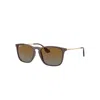 Ray Ban Chris Sunglasses Gold Frame Brown Lenses Polarized 54-18 In Gold