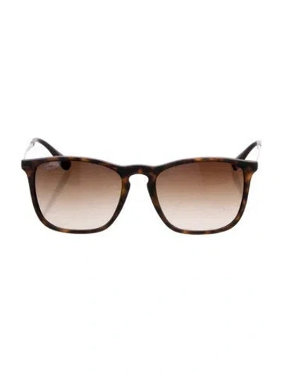 Pre-owned Ray Ban Chris Wayfarer Sunglasses In Brown