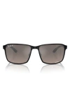 Ray Ban Chromance 55mm Polarized Square Sunglasses In Black/grey