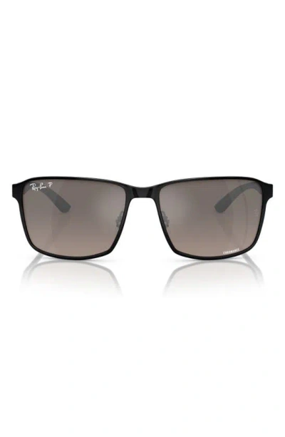 RAY BAN RAY-BAN CHROMANCE 55MM POLARIZED SQUARE SUNGLASSES