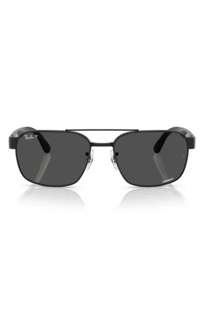 Ray Ban Ray-ban Chromance 58mm Polarized Square Sunglasses In Black