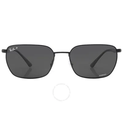 Ray Ban Chromance Dark Grey Rectangular Unisex Sunglasses Rb3684ch 002/k8 58 In Black / Dark / Grey