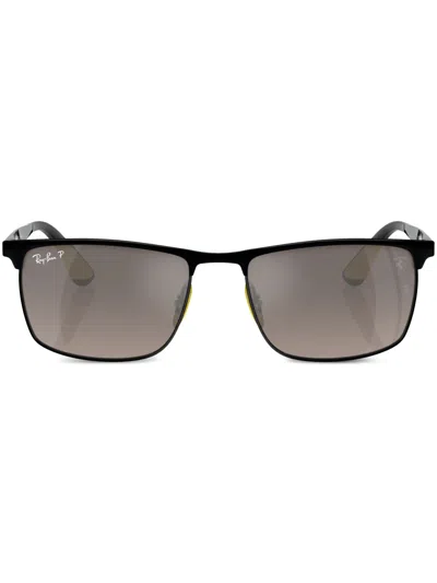 Ray Ban Chromance Logo-plaque Sunglasses In Schwarz