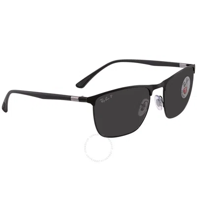 Ray Ban Chromance Polarized Dark Gray Rectangular Unisex Sunglasses Rb3686 186/k8 57 In Black / Dark / Gray