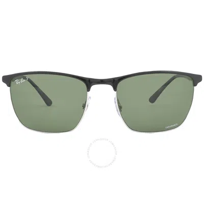 Ray Ban Chromance Polarized Dark Green Square Unisex Sunglasses Rb3686 9144p1 57 In Black / Dark / Green / Silver