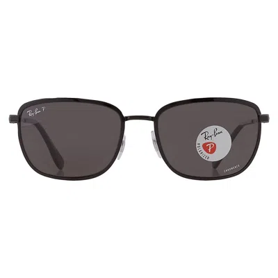 RAY BAN RAY BAN CHROMANCE POLARIZED GREY SQUARE UNISEX SUNGLASSES RB3705 002/K8 57