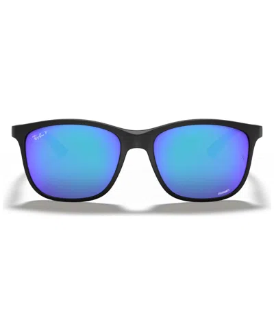 Ray Ban Chromance Polarized Sunglasses, Rb4330ch 56 In Sand Black,green Mir Blue Polar