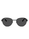 Ray Ban Chromance Round-frame Tinted Sunglasses In Black