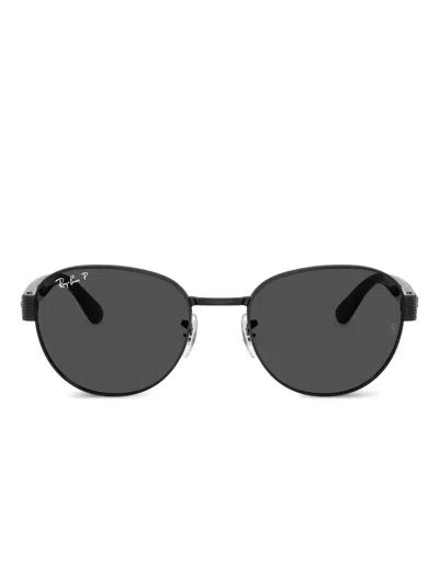 Ray Ban Chromance Round-frame Tinted Sunglasses In Black
