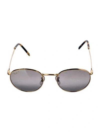 Pre-owned Ray Ban Chromance Round Round Sunglasses In Gold