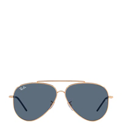 Ray Ban Classic Aviator Sunglasses In Gold