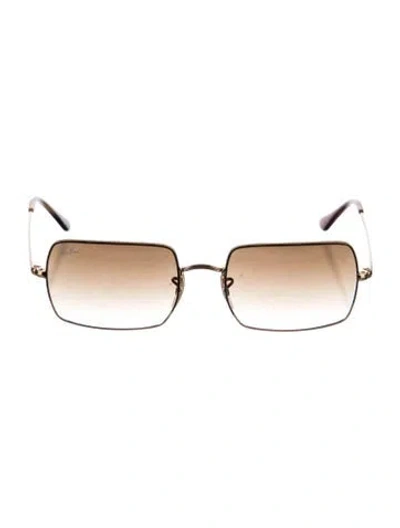 Pre-owned Ray Ban Classic Rectangle Square Sunglasses In Gold