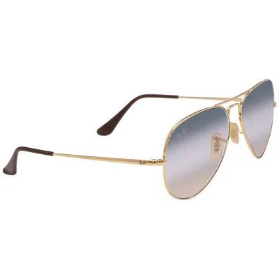 Ray Ban Clear Gradient Blue Aviator Unisex Sunglasses Rb3689 001/gd 58 In Gold