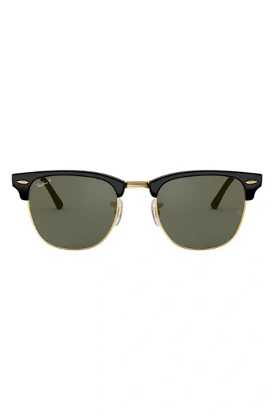 Ray Ban Clubmaster 55mm Polarized Square Sunglasses In Black