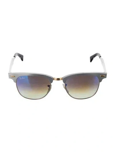 Pre-owned Ray Ban Clubmaster Aluminum Flash Lenses Gradient Wayfarer Sunglasses In Silver