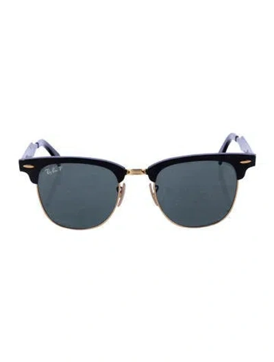 Pre-owned Ray Ban Clubmaster Aluminum Wayfarer Sunglasses In Black