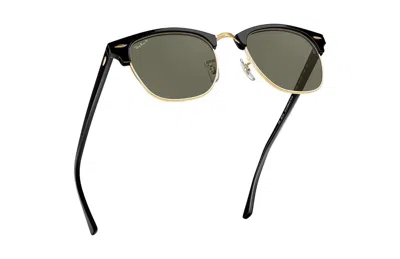 Pre-owned Ray Ban Ray-ban Clubmaster Asian Fit Shy Blk Gold Polar G-15 Sunglass Rb3016f 901/58 In Polarized Classic G-15™ Green Glass