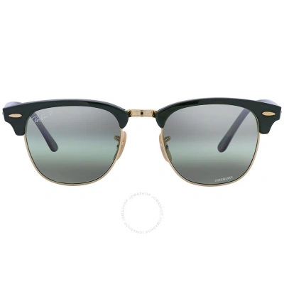 Ray Ban Clubmaster Chromance Polarized Silver/green Unisex Sunglasses Rb3016 1368g4 49 In Gold / Green / Silver
