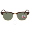 Ray Ban Clubmaster Classic Polarized Green Classic G-15 Unisex Sunglasses Rb3016 990/58 51 In Red   / Green