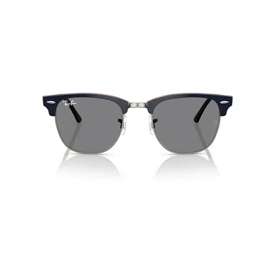 Ray Ban Clubmaster Classic Sunglasses Blue On Red Havana Frame Grey Lenses 49-21