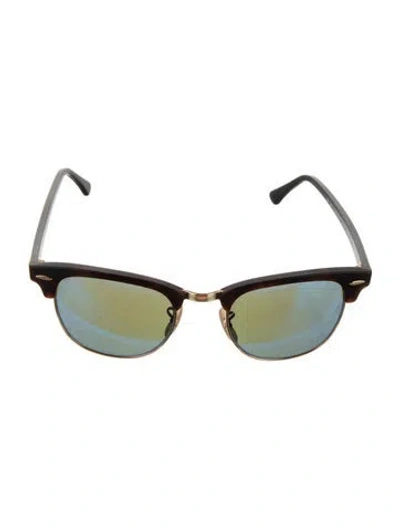Pre-owned Ray Ban Clubmaster Flash Wayfarer Sunglasses In Brown
