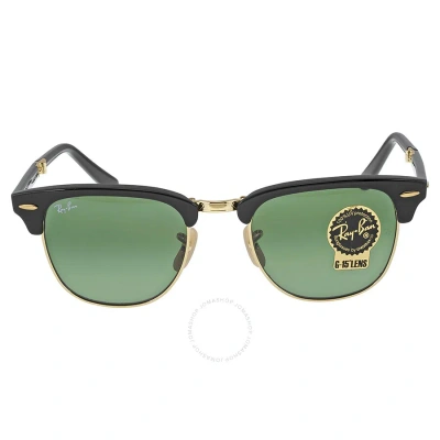 Ray Ban Clubmaster Folding Green Classic G-15 Square Unisex Sunglasses Rb2176 901 51 In Black / Green