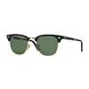 Ray Ban Clubmaster Folding Sunglasses Black Frame Green Lenses 51-21 In Black