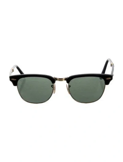 Pre-owned Ray Ban Clubmaster Folding Wayfarer Sunglasses In Black