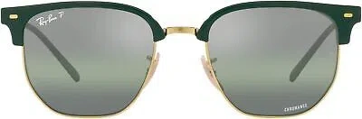 Pre-owned Ray Ban Ray-ban Clubmaster Low Bridge Fit Sunglasses, Green Gold, Polarized, 55mm