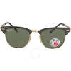 Ray Ban Clubmaster Metal Polarized Green Classic G-15 Square Unisex Sunglasses Rb3716 187/ 58 51 In Green
